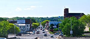 Watervliet as seen when entering the city on Congress Street Bridge from Troy