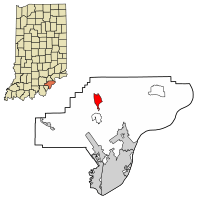 Location of Henryville in Clark County, Indiana.