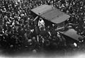 An admiring East End crowd gathers to witness the arrival of Mahatma Gandhi