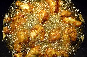 Deep frying chicken upper wing