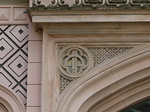 Inscription at the main door of the historical school of the master builder in Zittau