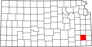 Map of Kansas highlighting Neosho County