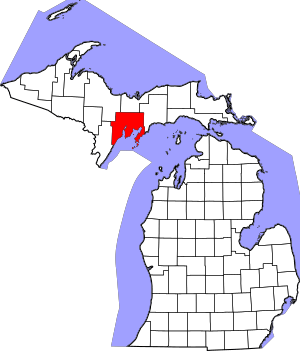 Map of Michigan highlighting Delta County