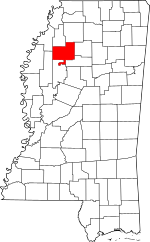 Map of Mississippi highlighting Tallahatchie County