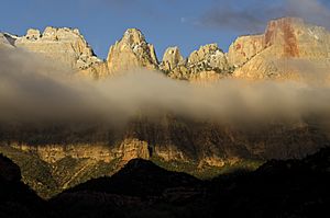 Morning Fog on the Towers of the Virgin