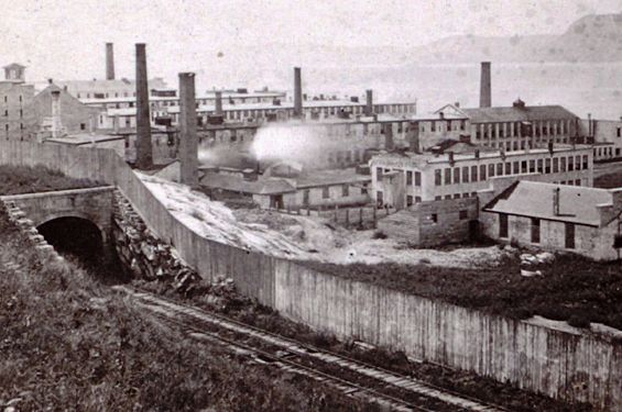 Prison and workshops, looking south, from Robert N. Dennis collection of stereoscopic views crop