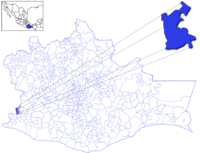 Location of the municipality in Oaxaca