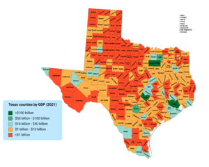 Texas counties by GDP 2021