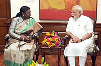 Governor of Jharkhand Draupadi Murmu with Prime Minister Narendra Modi