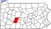 State map highlighting Cambria County