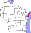 State map highlighting Door County