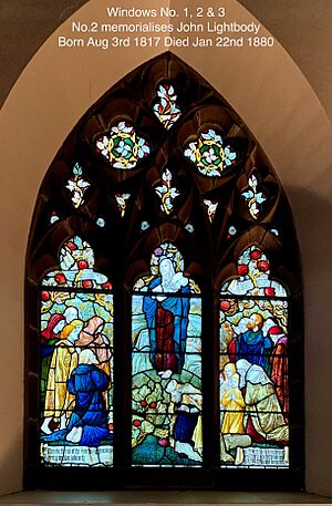 Stained glass window commemorating John Lightbody at Garston