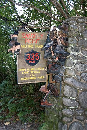 Abandoned Hiking Boots At Milford Track End