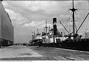 Freighters unloading at Terminal Warehouse dock