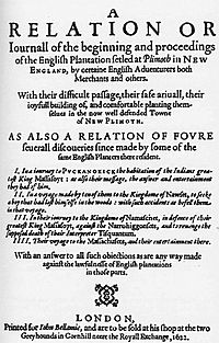 Frontispiece Mourt's Relation 1622