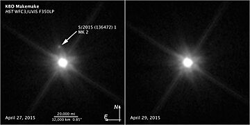 Makemake moon Hubble two images