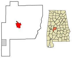 Location of Marion in Perry County, Alabama.