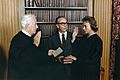 Photograph of Sandra Day O'Connor Being Sworn in a Supreme Court Justice by Chief Justice Warren Burger...