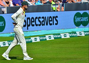 Australia bowler Nathan Lyon fielding