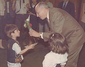 Boudiaf with some Algerian kids