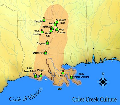 Coles Creek culture map HRoe 2010