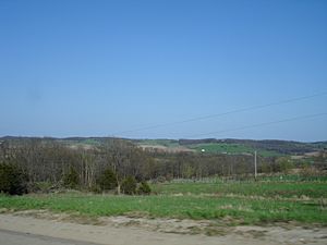 Hill terrain in the county, part of the Driftless Area