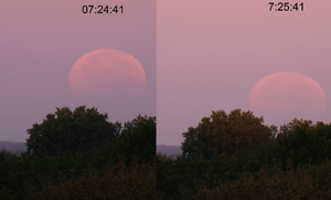 Lunar eclipse at sunrise Minneapolis October 2014