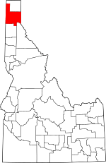 Map of Idaho highlighting Bonner County