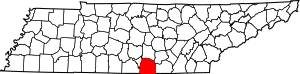 Map of Tennessee highlighting Franklin County