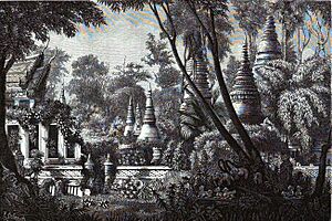 Ruins in Vientiane, depicted by Louis Delaporte (c.1867)