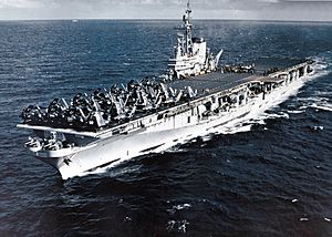 USS Midway (CVB-41) steaming off the Firth of Clyde in September 1952