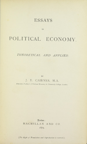 Cairnes - Essays in political economy, 1873 - 5209783