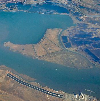 An aerial image of an island.