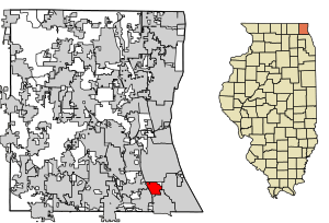 Location of Bannockburn in Lake County, Illinois.