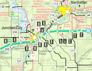 KDOT map of Geary County (legend)