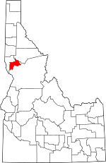 Map of Idaho highlighting Lewis County