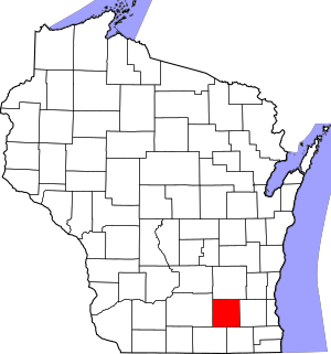 Map of Wisconsin highlighting Jefferson County