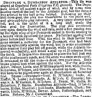 1884–85 Scottish Cup 3rd Round, Dean Park 1–1 Dumbarton Athletic, Glasgow Herald, 27 October 1884