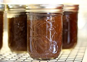 Apple butter in jars