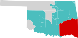 Location (red) in the U.S. state of Oklahoma