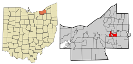 Location in Cuyahoga County and the state of Ohio