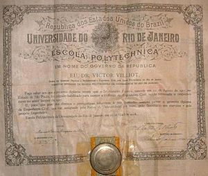 Diploma da Escola Polytechnica da Universidade do Rio de Janeiro em 1928