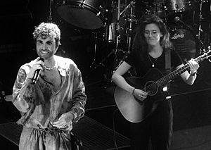 Duncan Laurence and guitarist Carlota Lopez Van de Logt