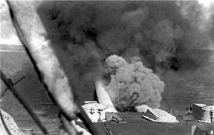 HMS Canopus bombarding Turkish forts March 1915