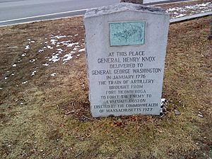 Henry Knox artillery handover to George Washington marker