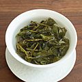 Jin Xuan oolong tea steeping in gaiwan