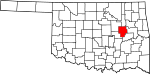 State map highlighting Okmulgee County