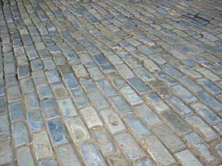 Blue cobblestone streets of Old San Juan, Puerto Rico