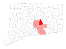 East Hampton's location within Middlesex County and Connecticut