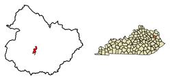 Location of Sandy Hook in Elliott County, Kentucky.